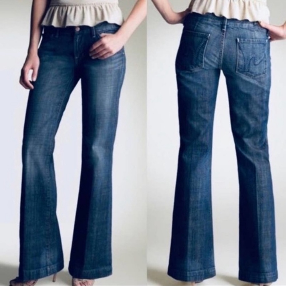 Citizens Of Humanity Blue Flare Wide Leg Jeans